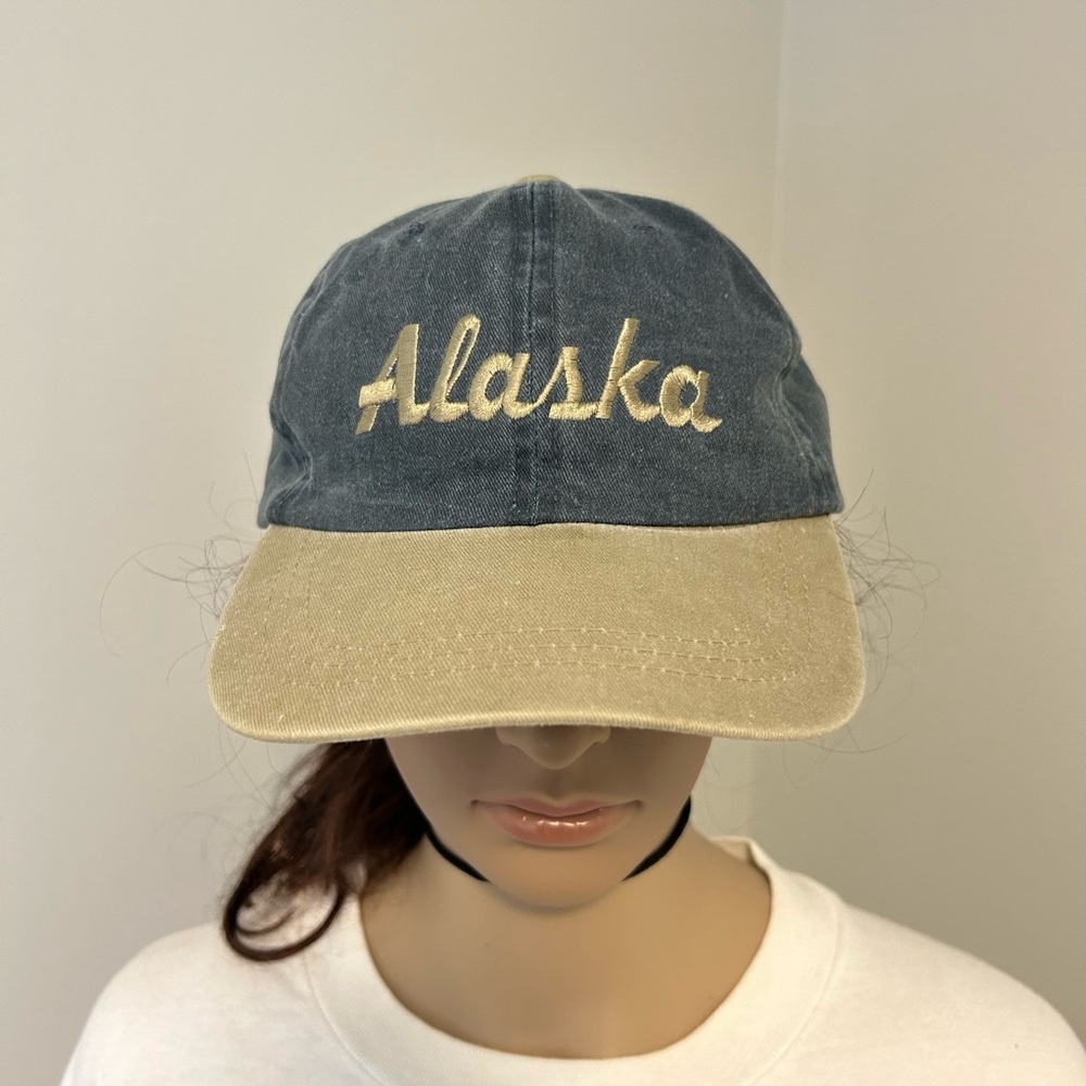 Vintage 90s Alaska Denim 100% Cotton Embroidered Baseball Dad Hat Strapb… - Picture 7 of 9